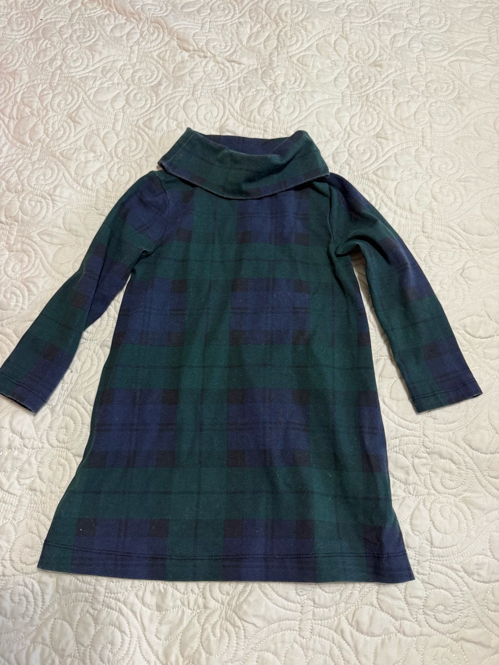 Crewcuts by JCrew toddler winter fall dress in navy hunter green tartan plaid 2T